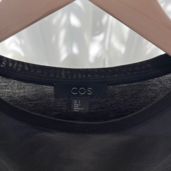 COS Contrast Design Modal Fabric Stretchy Front Back Cotton Short Sleeve Tshirt - Picture 3 of 4